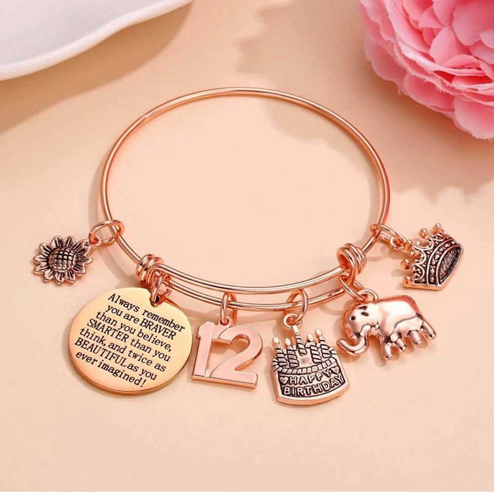 12 Year Birthday Charm Bracelet
